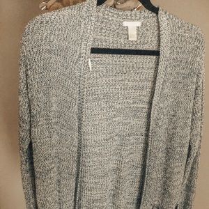 Large teal/white cardigan